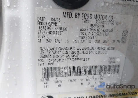 2016 Ford Expedition El Limited from USA, damaged, VIN 1FMJK2AT7GEF49237